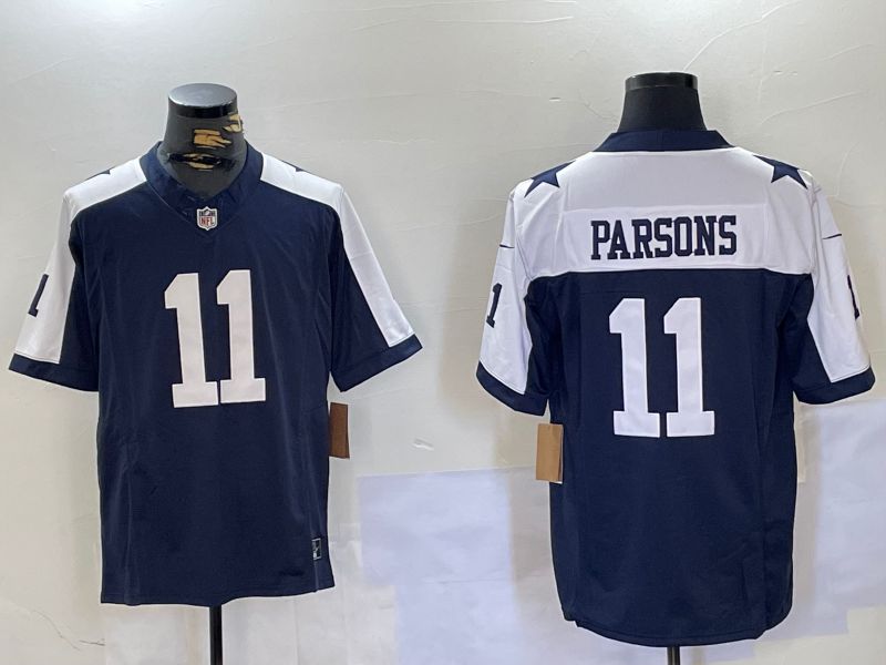 Men Dallas Cowboys #11 Parsons Blue 2024 Nike Three generations Vapor Limited NFL Jersey style 1